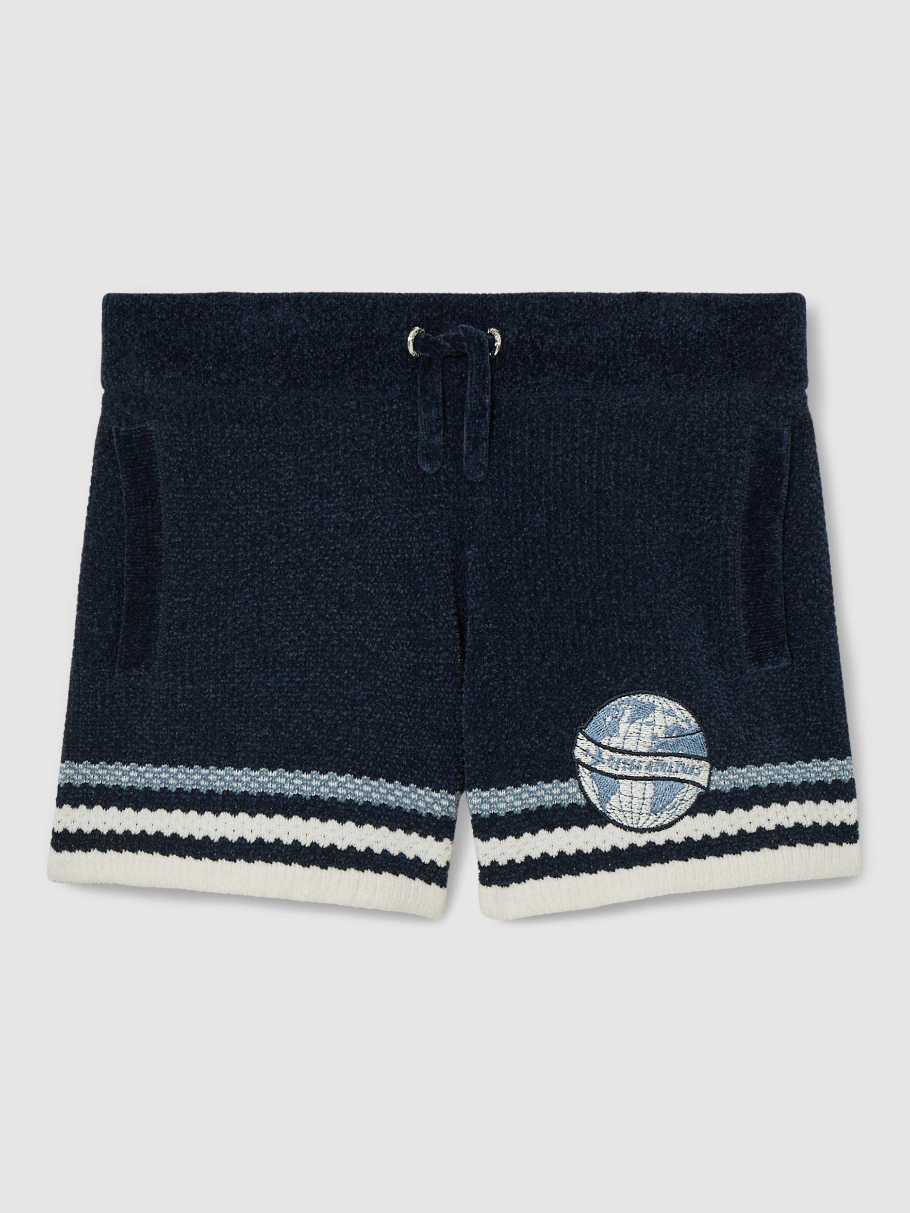 Product image 1 of 4, which shows Reiss Kids' Pete Stripe Shorts, Navy/ Blue/White, 4-5 years