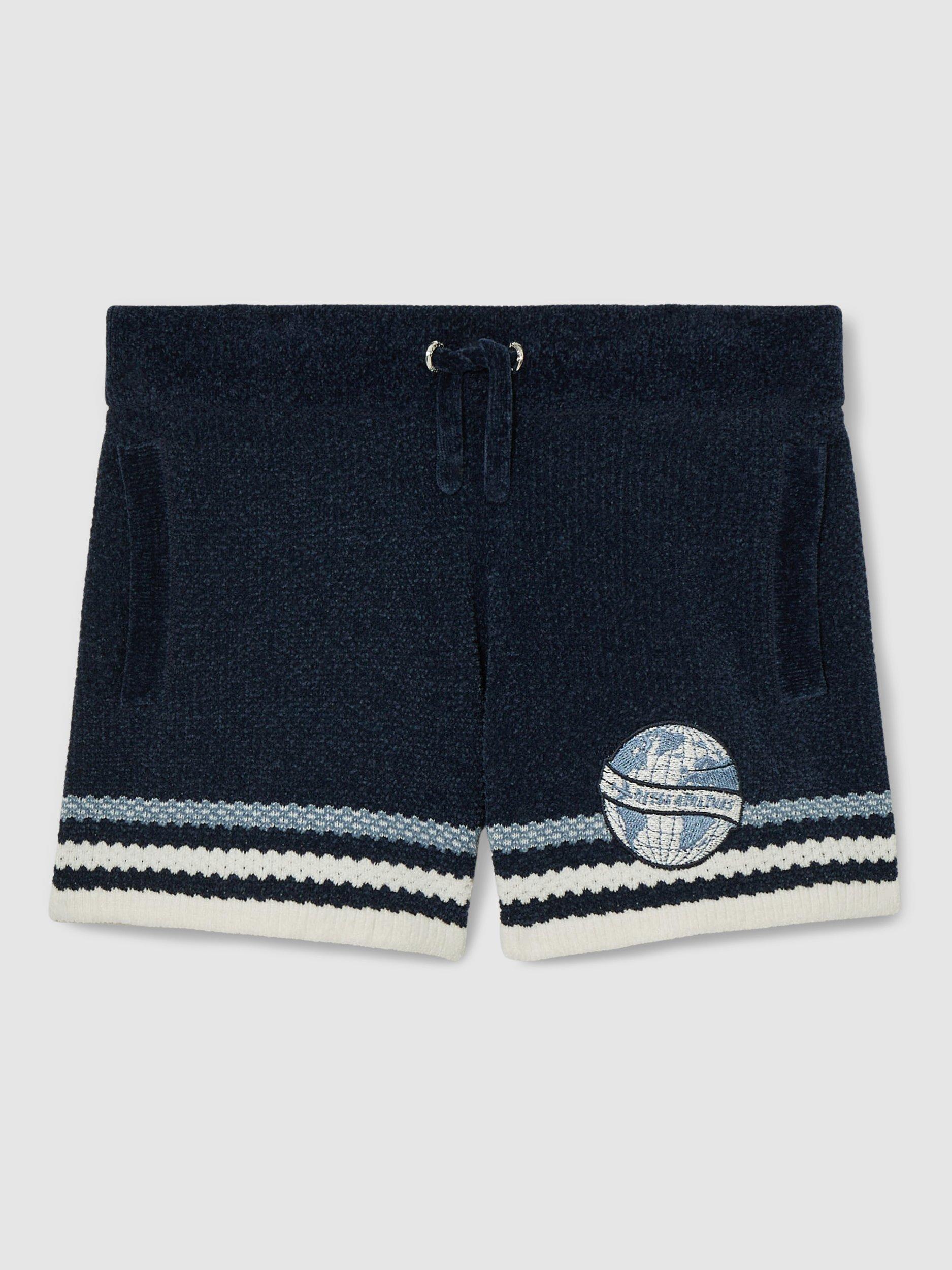 Product image 2 of 4, which shows Reiss Kids' Pete Stripe Shorts, Navy/ Blue/White, 4-5 years