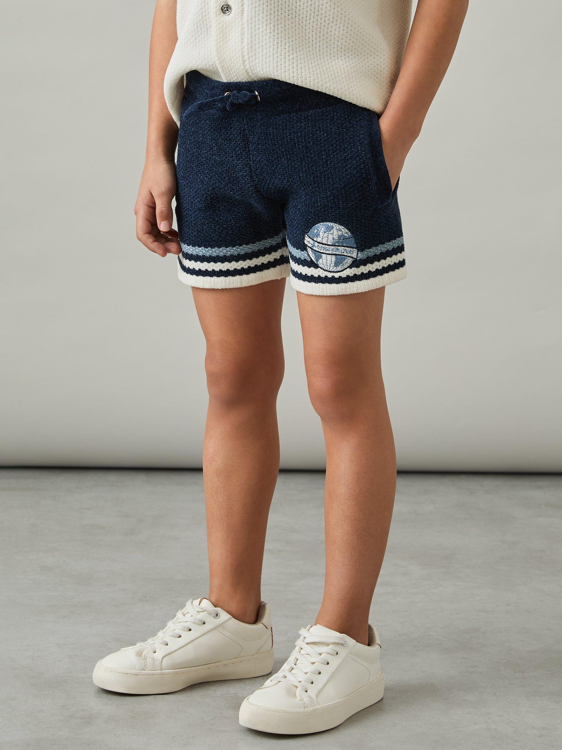 Product image 3 of 4, which shows Reiss Kids' Pete Stripe Shorts, Navy/ Blue/White, 4-5 years