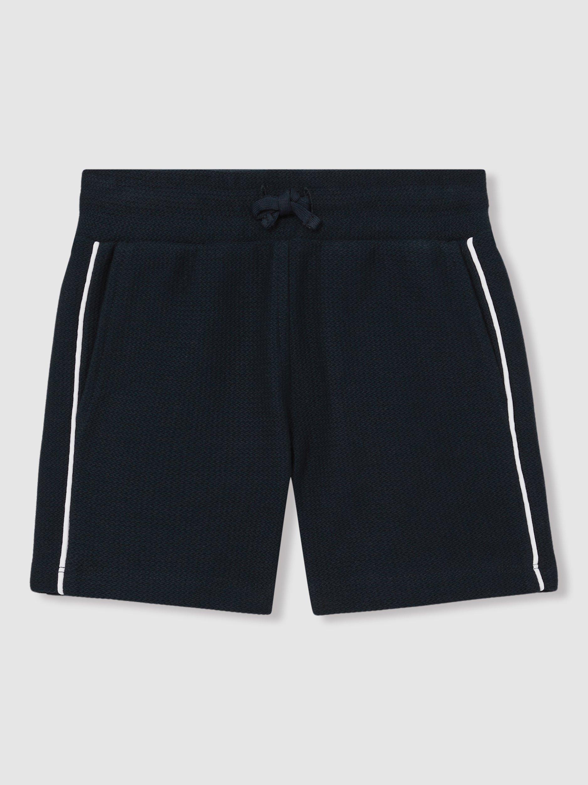 Reiss Kids' Pinta Textured Cotton Drawstring Shorts, Navy