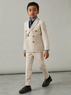 Reiss Kids' Belmont Wool Blend Trousers, Stone, Stone