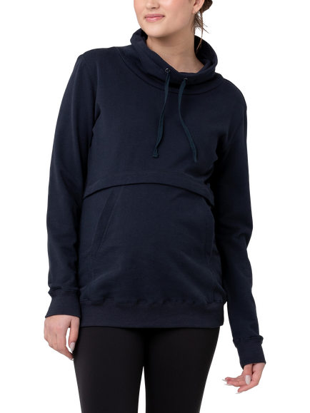 Ripe Joey Maternity & Nursing Funnel Neck Terry Cotton Jumper, Navy, Navy