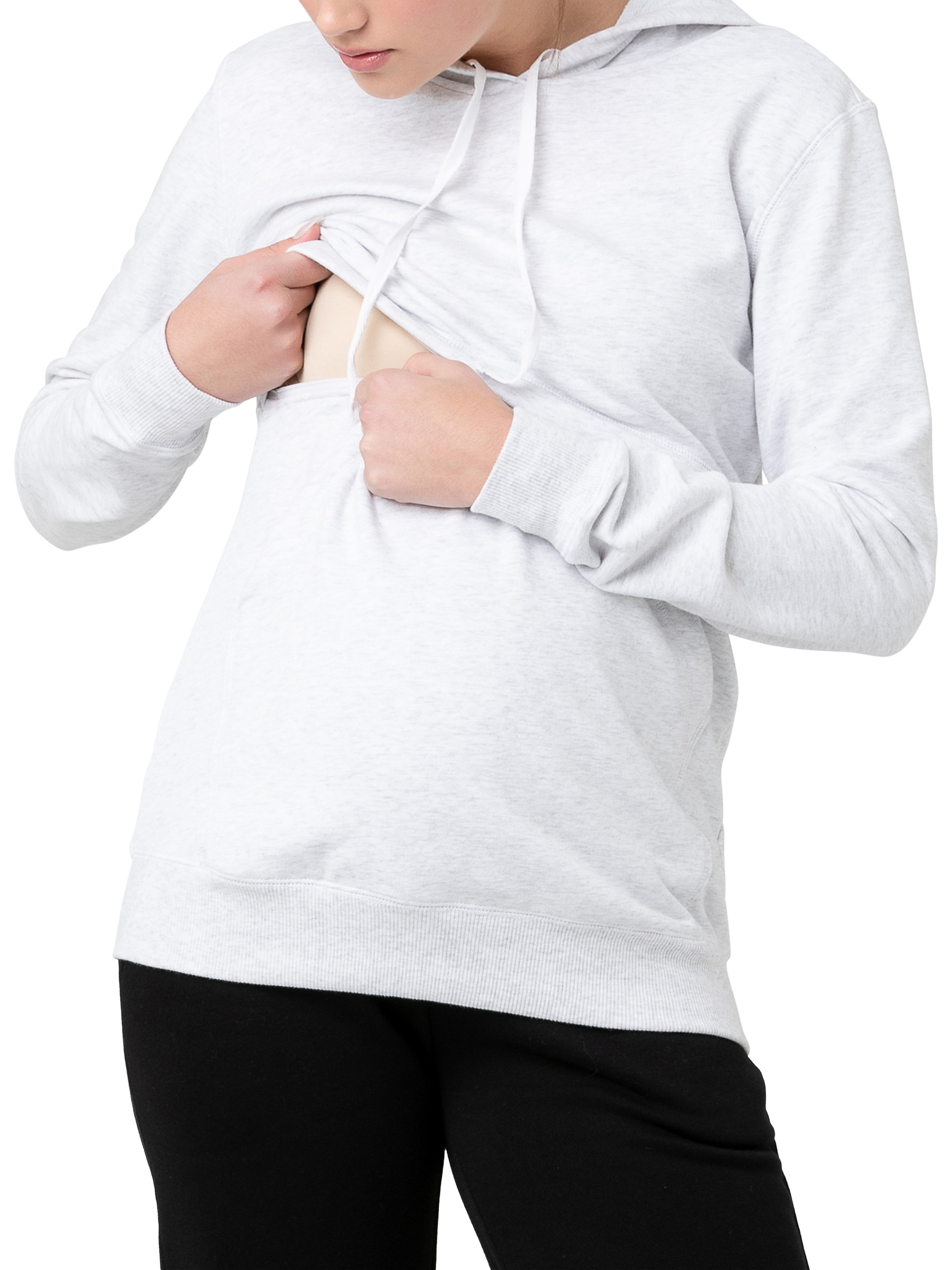 Product image 2 of 5, which shows Ripe Kitty Maternity & Nursing Hoodie, Arctic Marle, XS