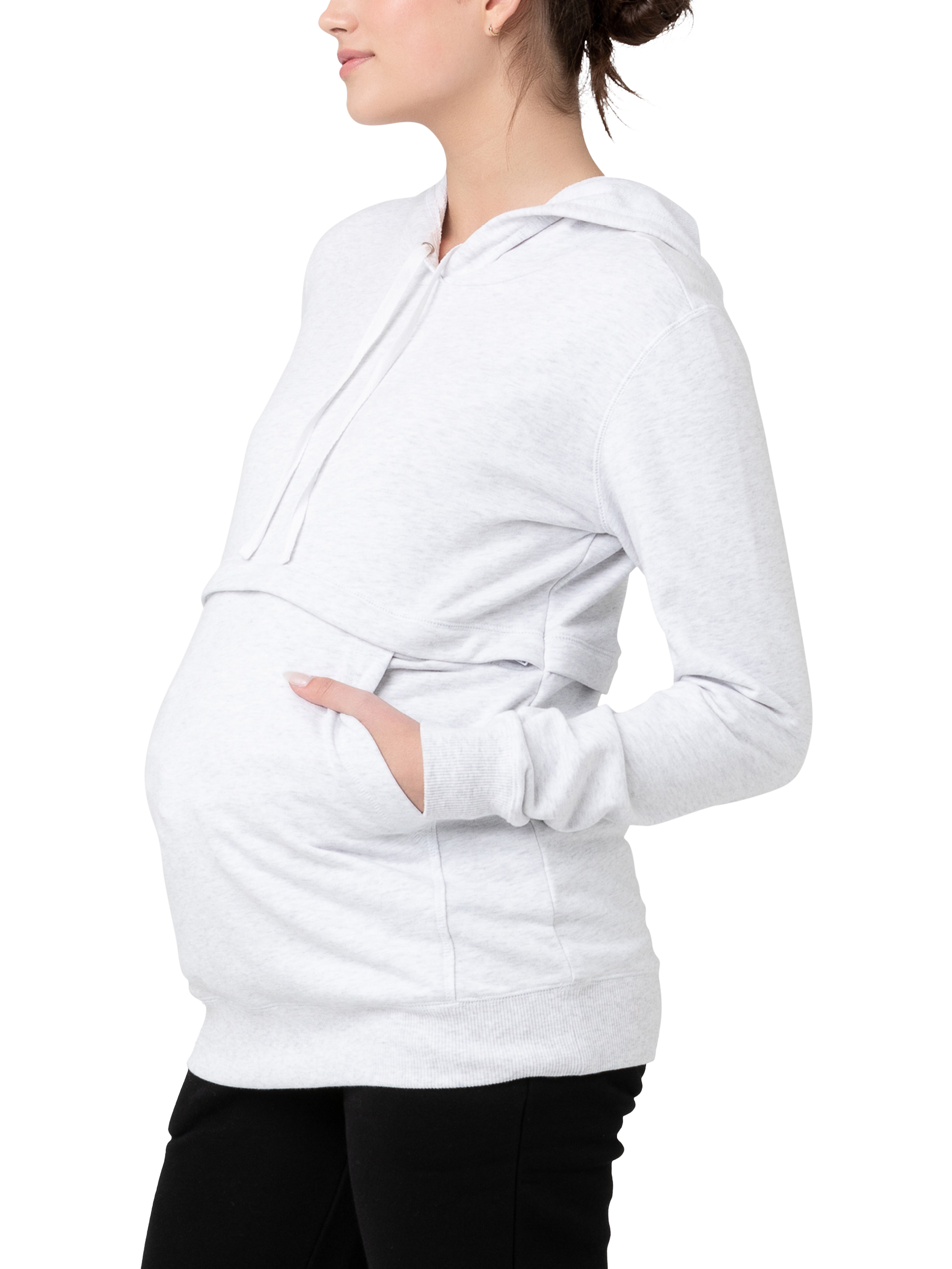 Product image 3 of 5, which shows Ripe Kitty Maternity & Nursing Hoodie, Arctic Marle, XS