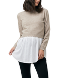 Ripe Sandy Knit Maternity & Nursing Knit Top, Denim Marle, Latte