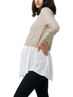 Ripe Sandy Knit Maternity & Nursing Knit Top, Denim Marle - view 2, Latte