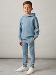 Reiss Kids' Fabien Interlock Jersey Hoodie, Soft Denim Blue