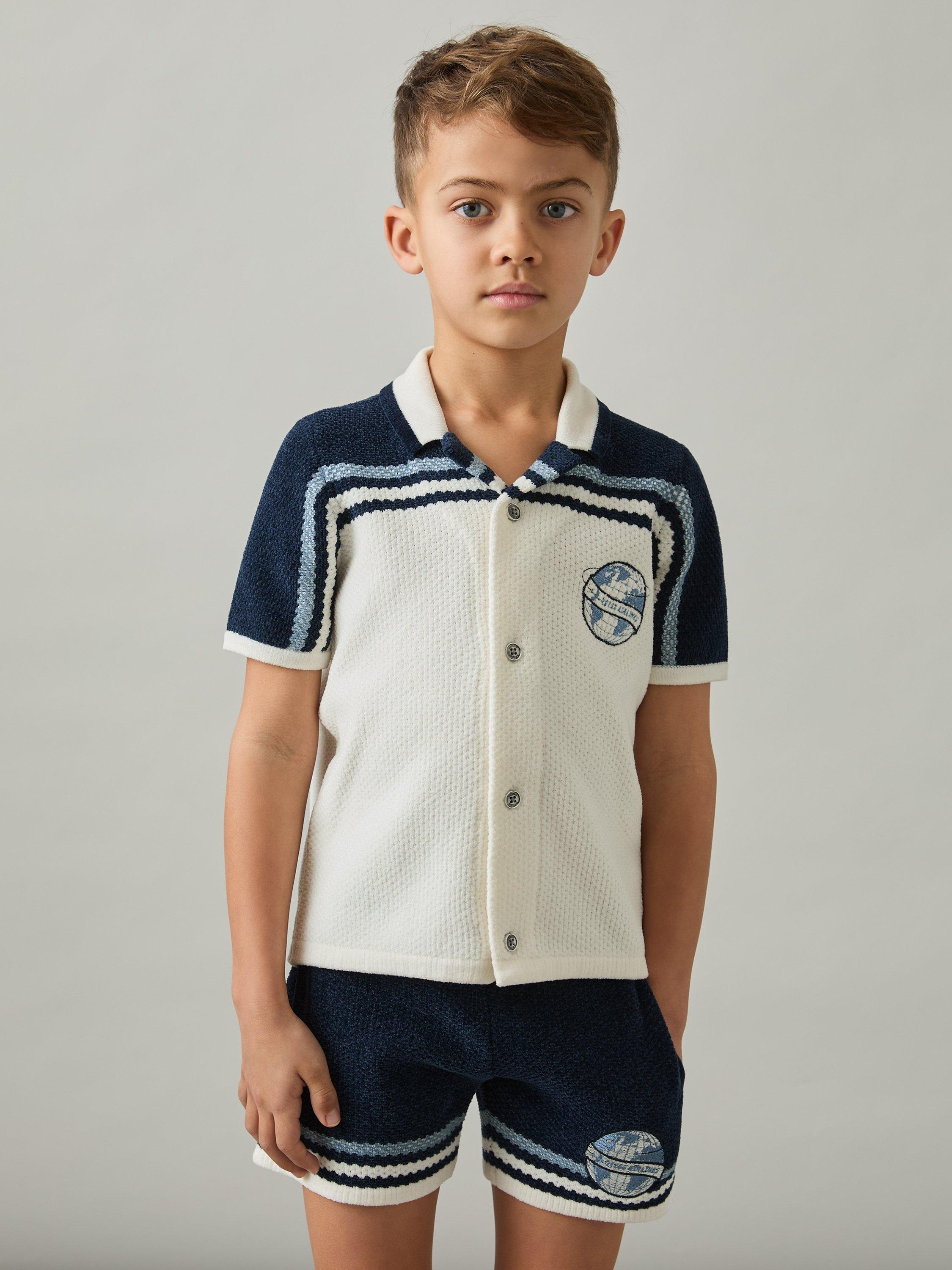 Product image 3 of 4, which shows Reiss Kids' Mitchell Globe Shirt, Navy/Blue/White, 4-5 years