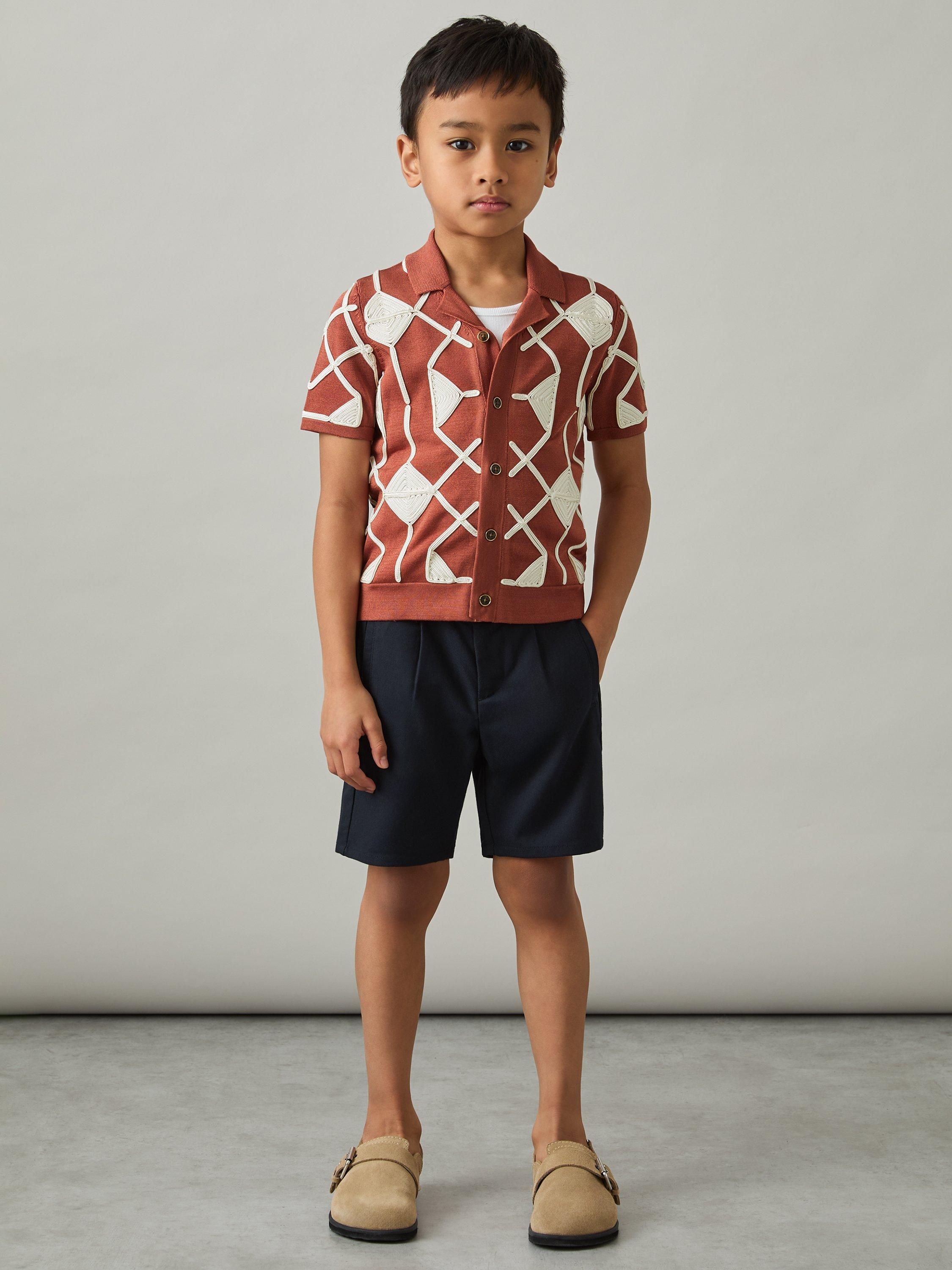 Product image 3 of 4, which shows Reiss Kids' Terrazzo Geometric Shirt, Paprika/Off White, 3-4 years