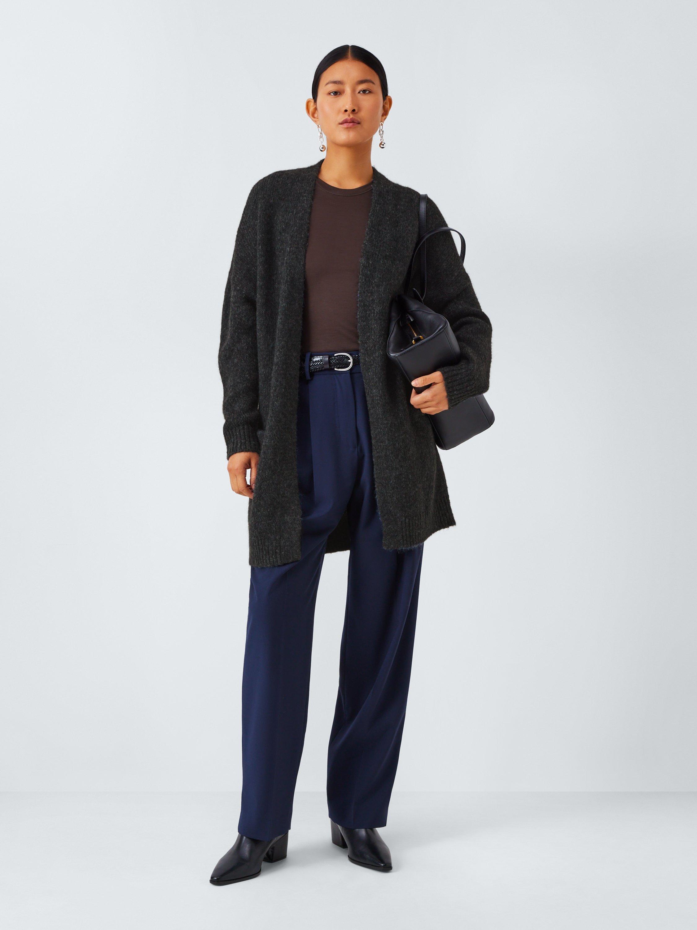 Product image 3 of 6, which shows John Lewis Edge to Edge Alpaca Wool Blend Cardigan, Charcoal, XS