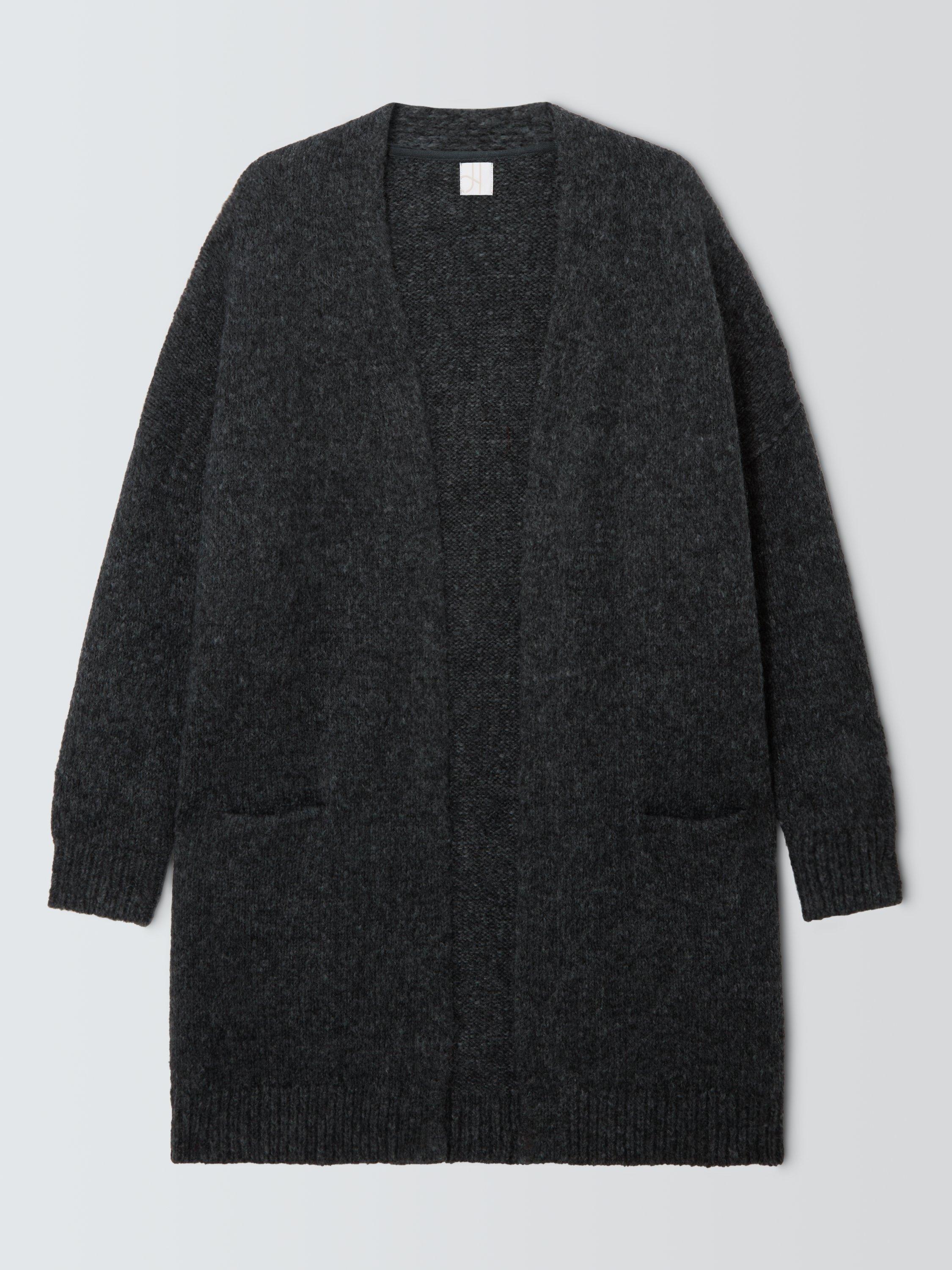 Product image 4 of 6, which shows John Lewis Edge to Edge Alpaca Wool Blend Cardigan, Charcoal, XS
