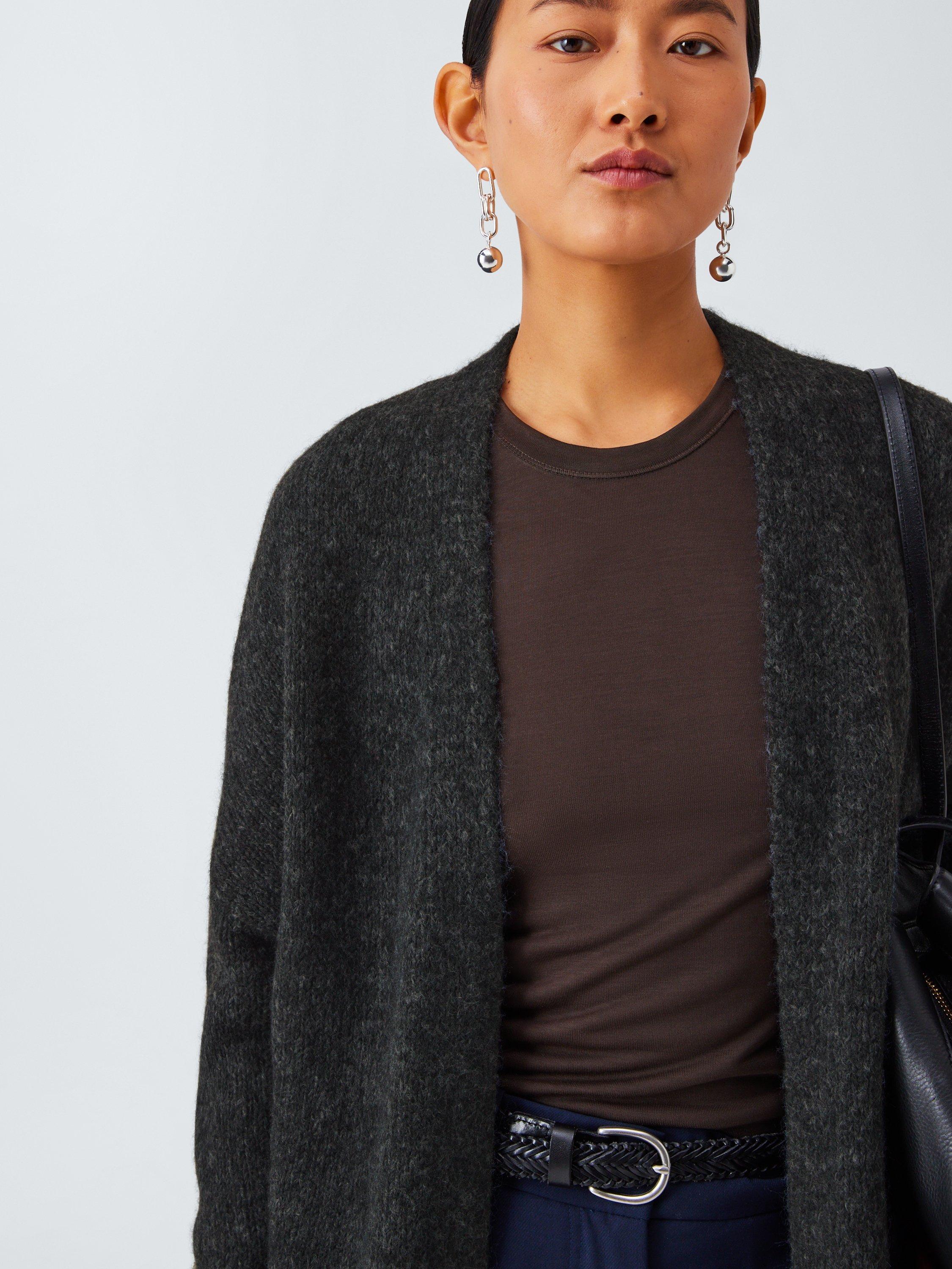 Product image 5 of 6, which shows John Lewis Edge to Edge Alpaca Wool Blend Cardigan, Charcoal, XS