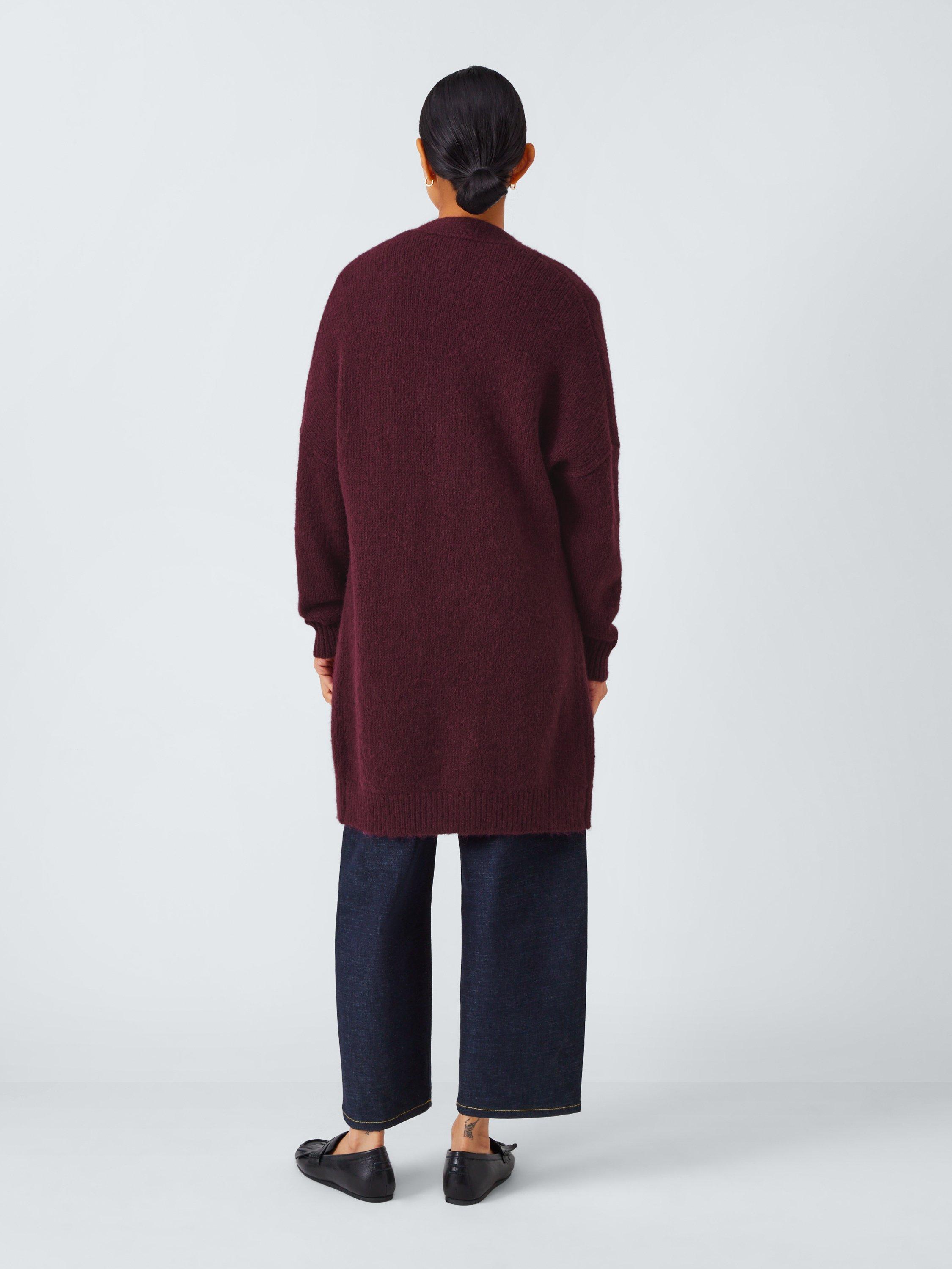Product image 2 of 6, which shows John Lewis Edge to Edge Alpaca Wool Blend Cardigan, Fig, XS