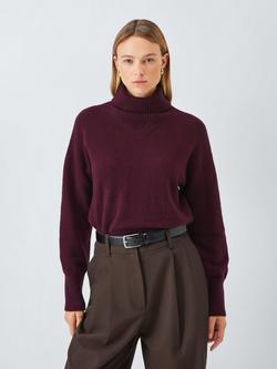 John Lewis Soft Cotton Blend Turtle Neck Jumper, Fig
