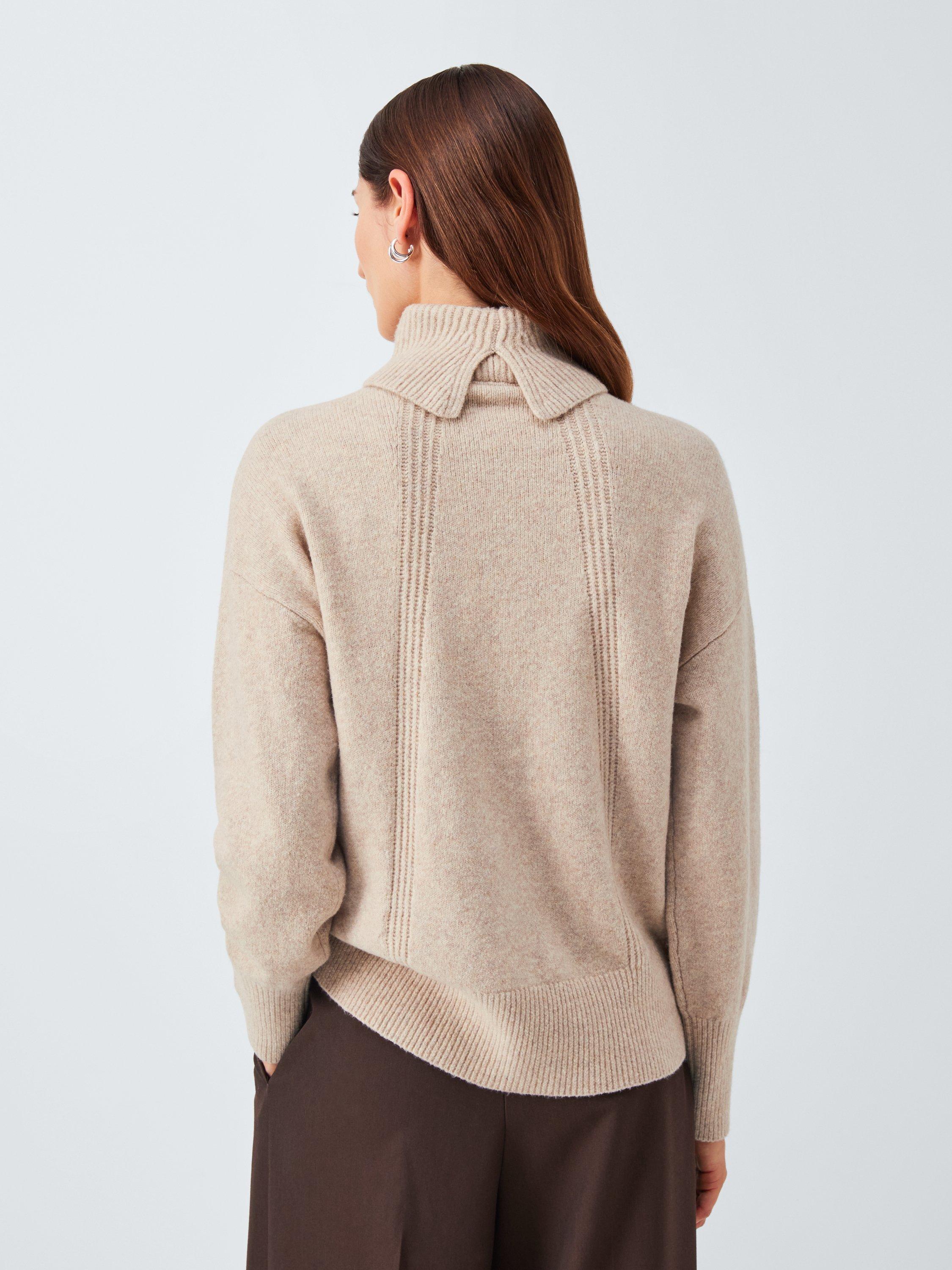 Product image 2 of 6, which shows John Lewis Soft Cotton Blend Turtle Neck Jumper, Natural, S