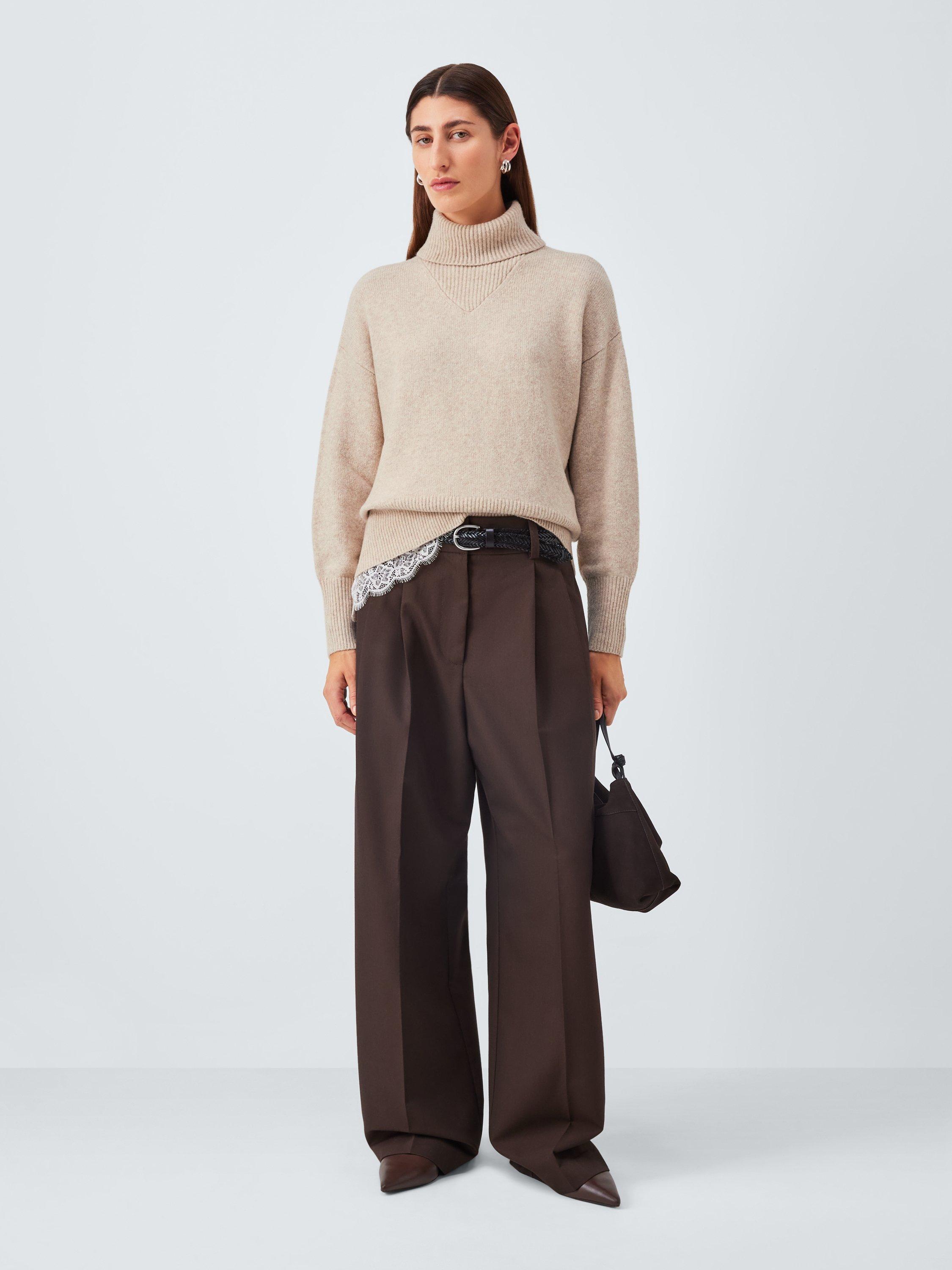 Product image 3 of 6, which shows John Lewis Soft Cotton Blend Turtle Neck Jumper, Natural, S