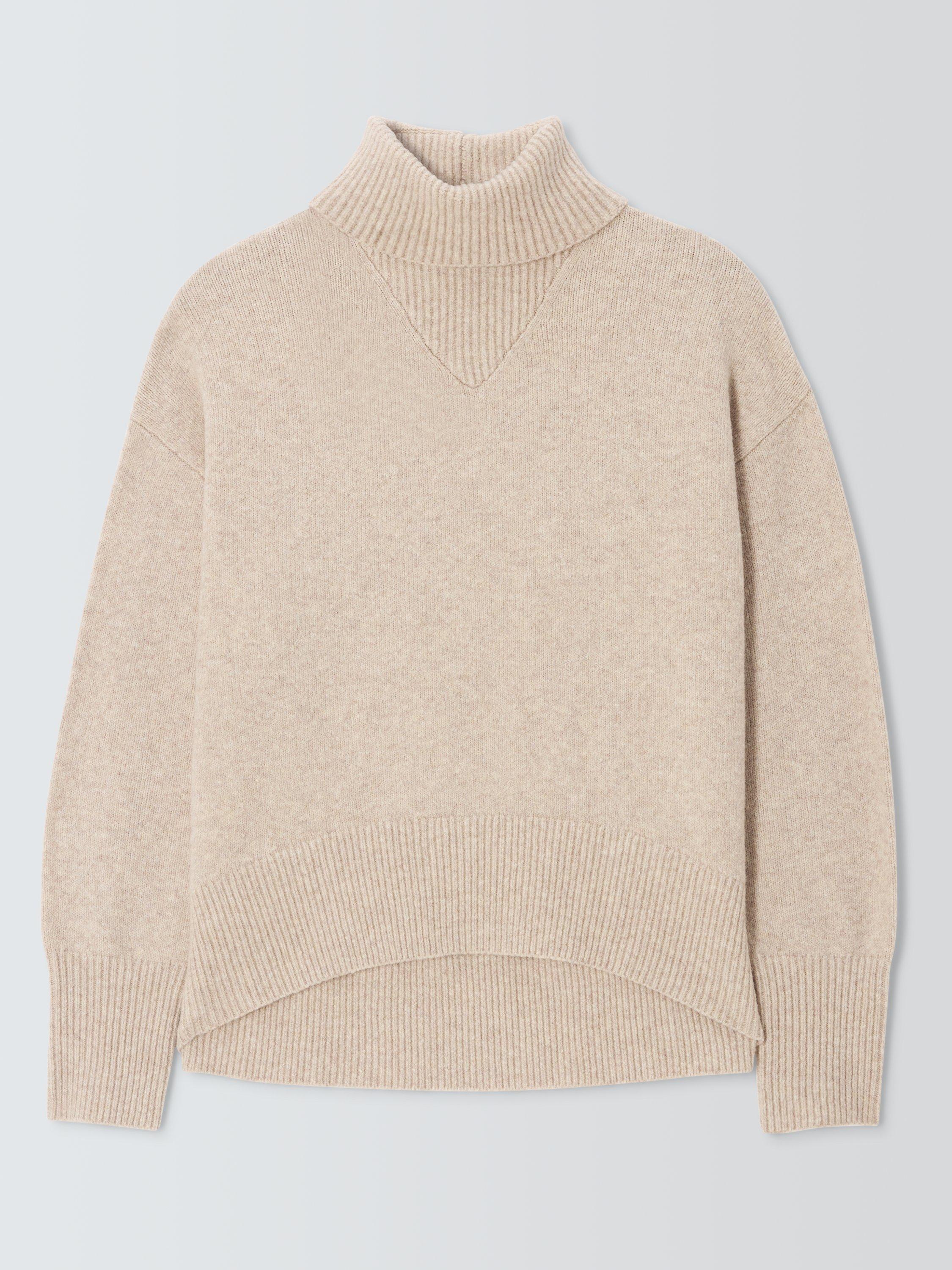 Product image 4 of 6, which shows John Lewis Soft Cotton Blend Turtle Neck Jumper, Natural, S