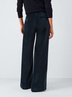 John Lewis Straight Fit Velvet Trousers, Dark Navy/Black - view 2, Dark Navy/Black