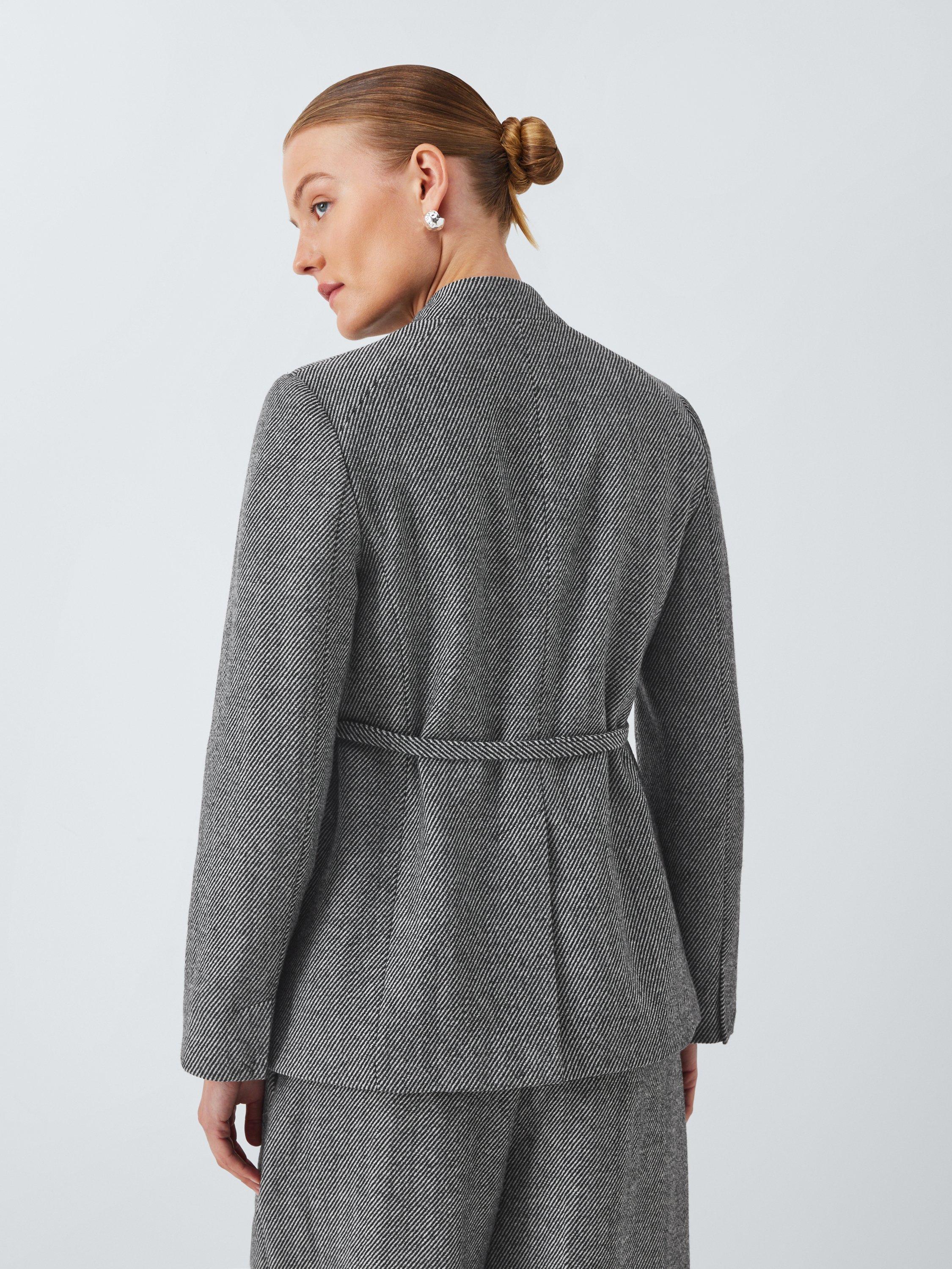 Product image 2 of 6, which shows John Lewis Striped Twill Wool Blend Blazer, Grey, 8
