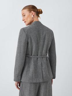 John Lewis Striped Twill Wool Blend Blazer, Grey - view 2, Grey