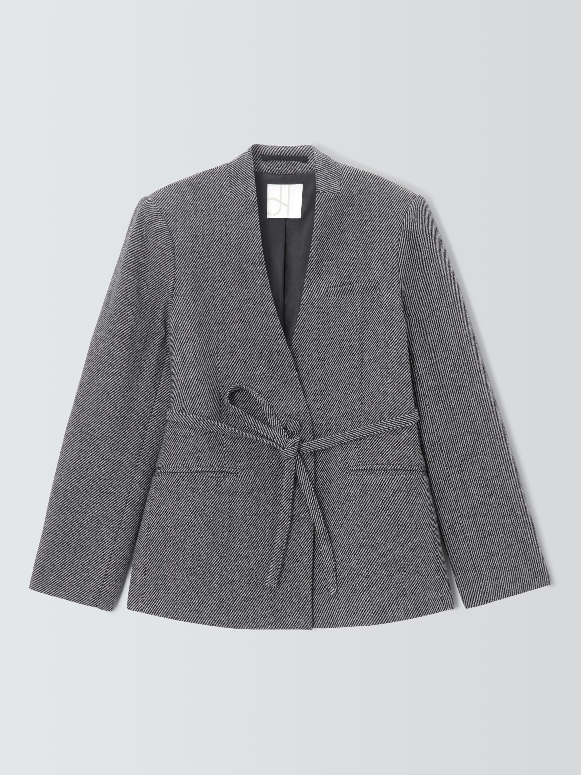 Product image 4 of 6, which shows John Lewis Striped Twill Wool Blend Blazer, Grey, 8