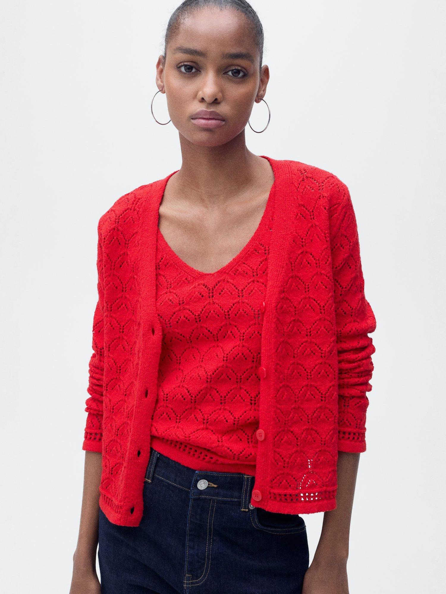 Product image 1 of 8, which shows Mango Sito Cardigan, Red, S