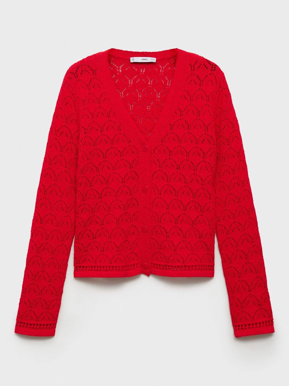 Product image 3 of 8, which shows Mango Sito Cardigan, Red, S