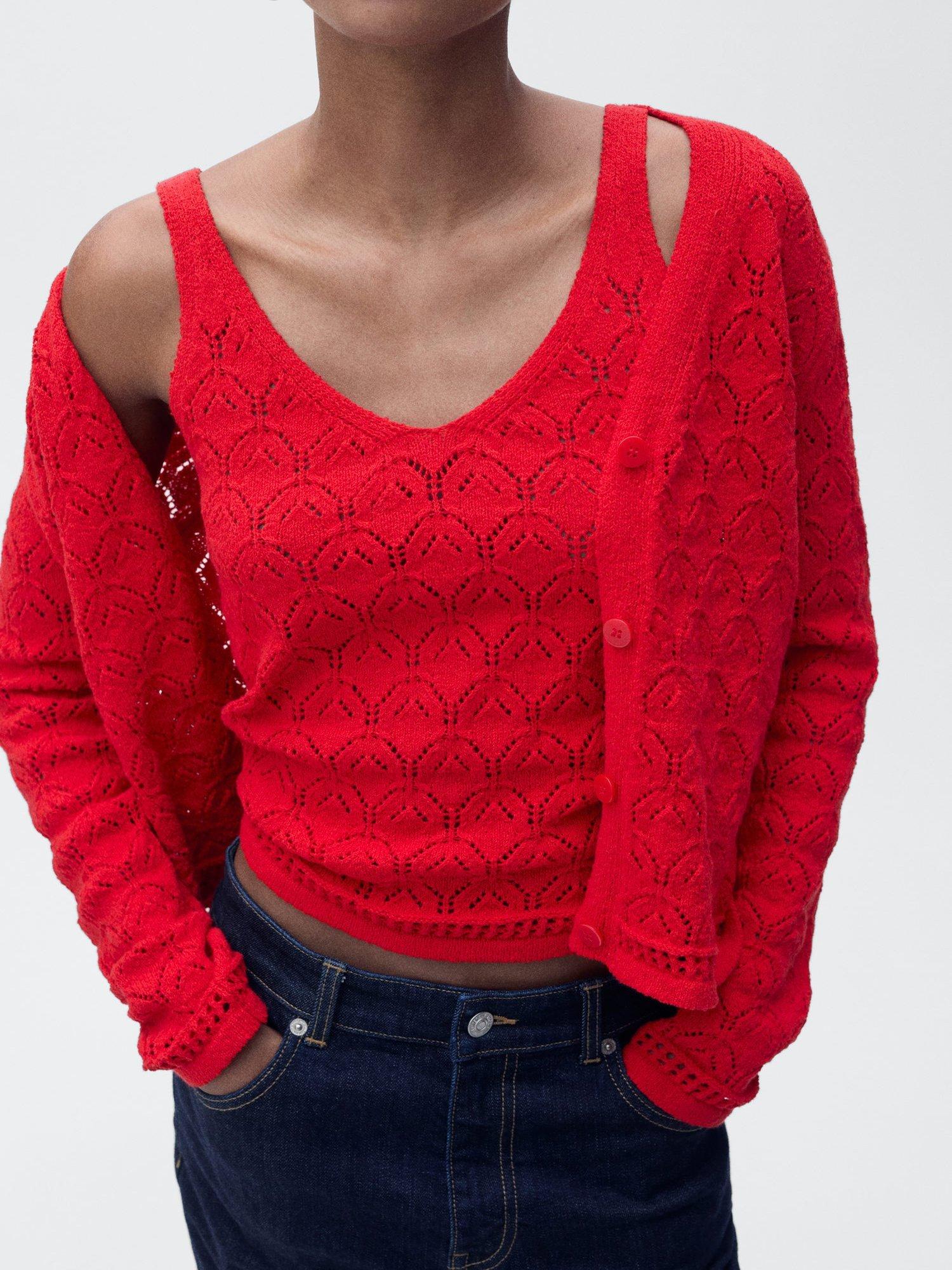 Product image 6 of 8, which shows Mango Sito Cardigan, Red, S