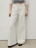 Mango Olivia Stripe Wide Leg Jeans, Natural White