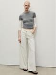 Mango Olivia Stripe Wide Leg Jeans, Natural White