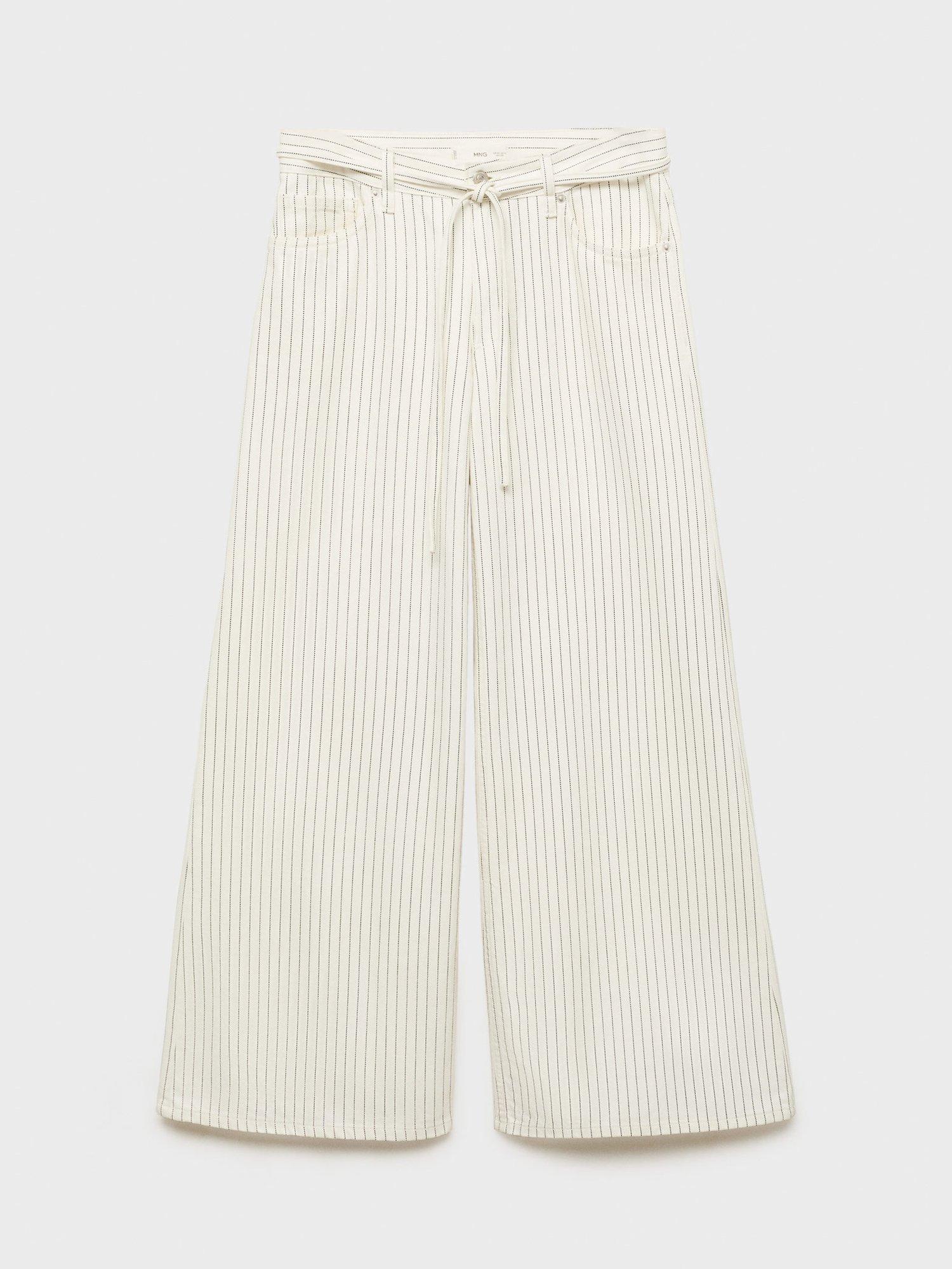 Product image 3 of 7, which shows Mango Olivia Stripe Wide Leg Jeans, Natural White, 14