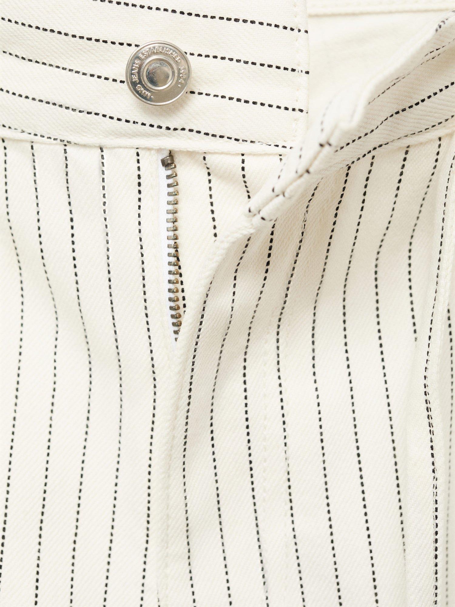 Product image 7 of 7, which shows Mango Olivia Stripe Wide Leg Jeans, Natural White, 14