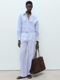 Mango Maneli Linen Blend Stripe Shirt, Medium Blue