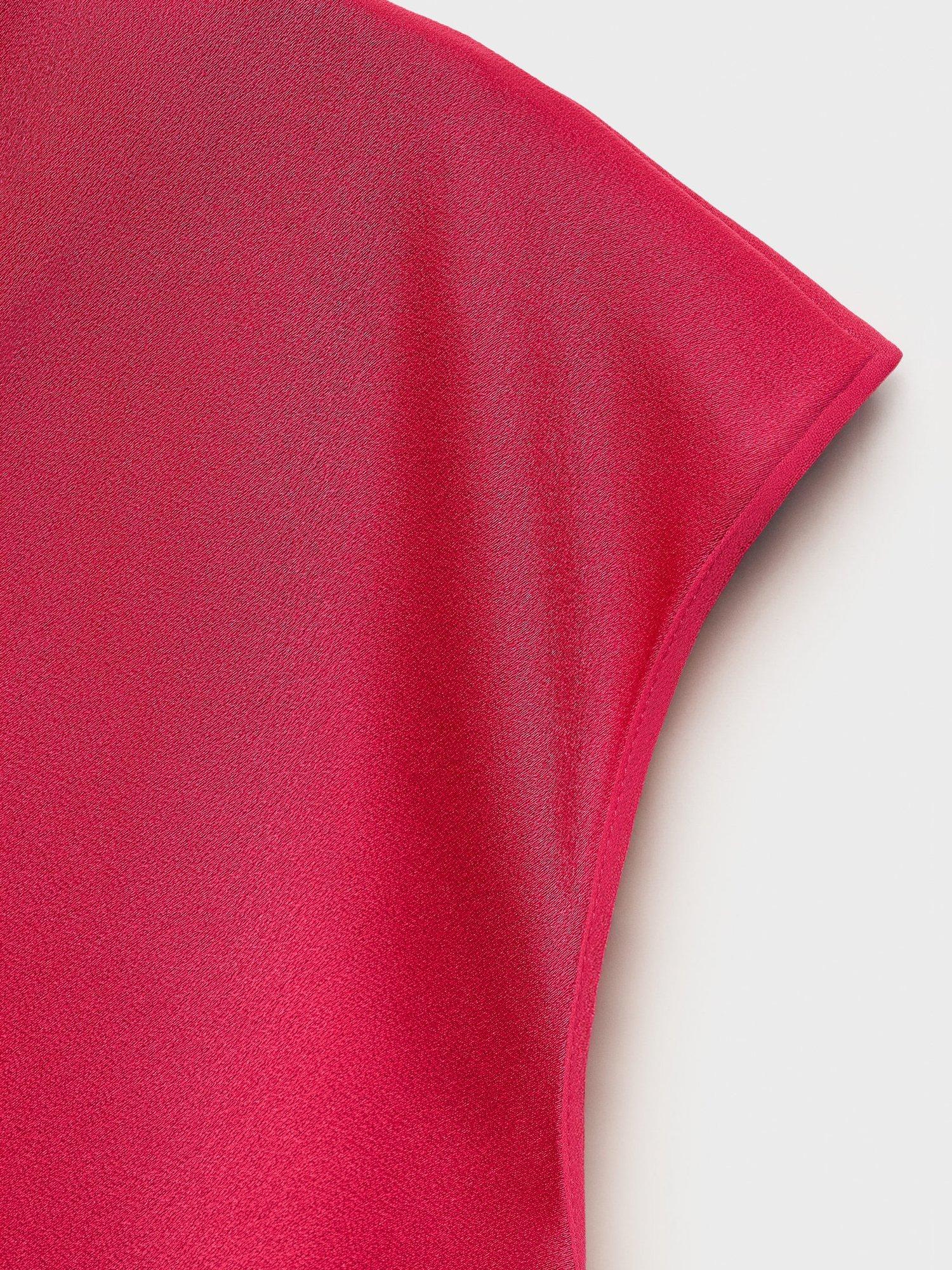 Product image 8 of 8, which shows Mango Noelisi Satin Cowl Blouse, Medium Red, 6