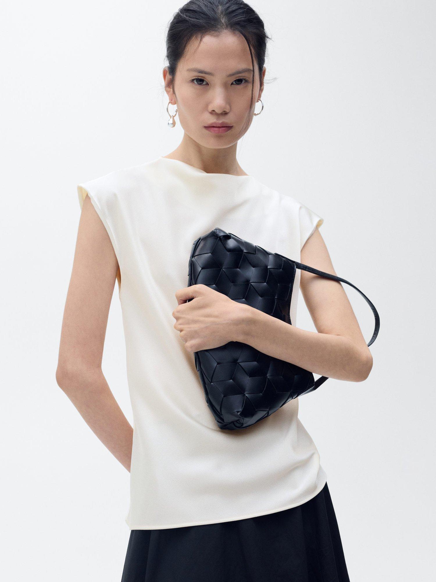 Product image 1 of 7, which shows Mango Noelisi Satin Cowl Blouse, Natural White, 6