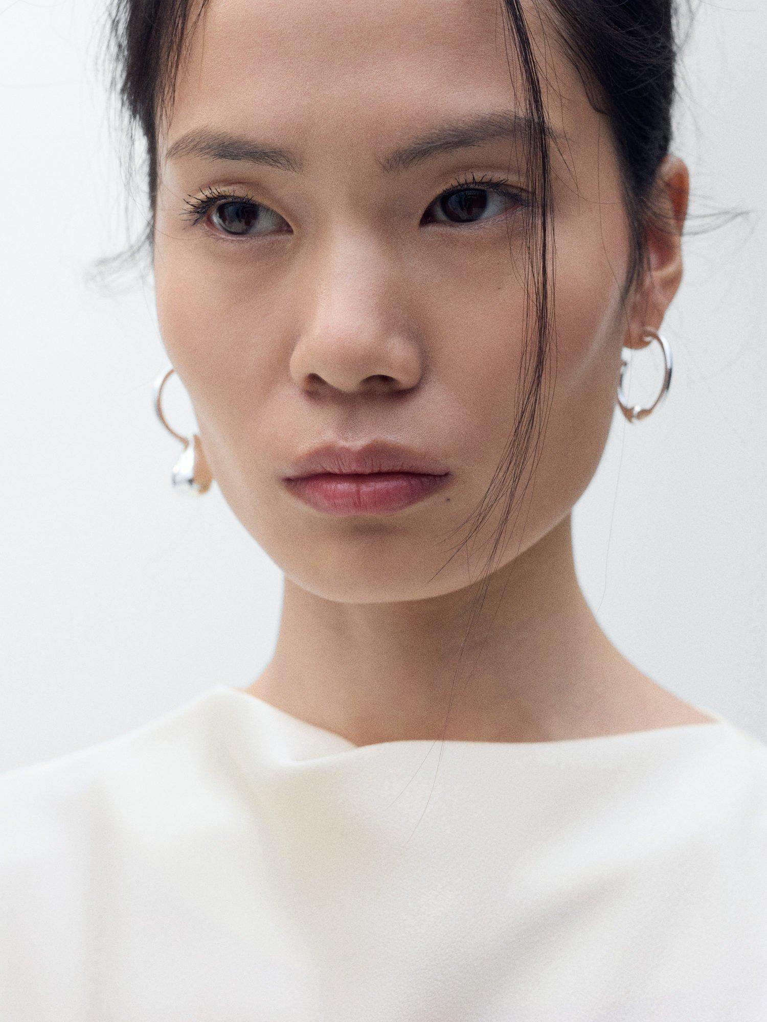 Product image 6 of 7, which shows Mango Noelisi Satin Cowl Blouse, Natural White, 6