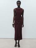 Mango Benedit Knot Tie Midi Skirt, Dark Brown