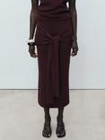 Mango Benedit Knot Tie Midi Skirt, Dark Brown