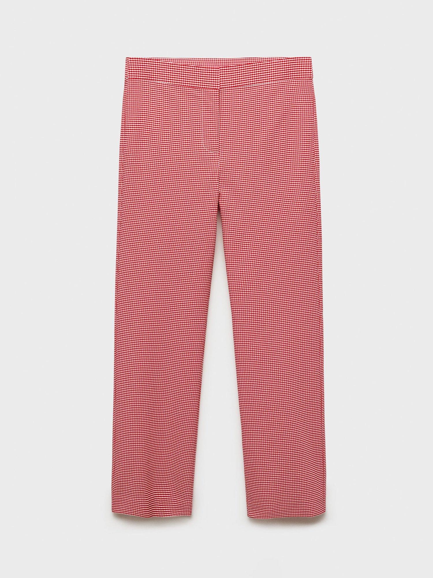 Product image 3 of 7, which shows Mango Vicky Gingham Straight Leg Trousers, Red, L