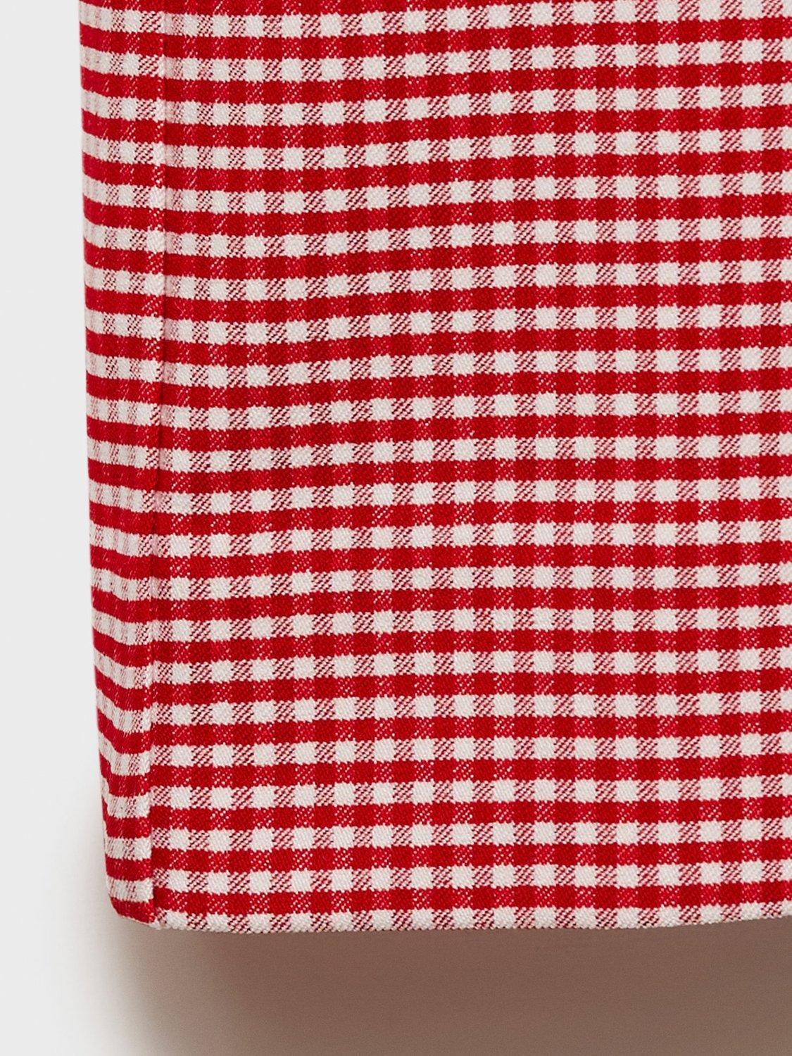 Product image 5 of 7, which shows Mango Vicky Gingham Straight Leg Trousers, Red, L
