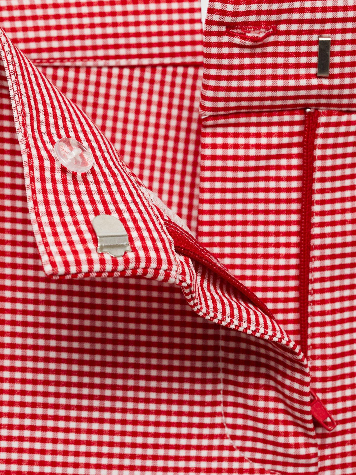 Product image 7 of 7, which shows Mango Vicky Gingham Straight Leg Trousers, Red, L