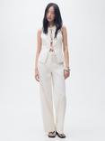 Mango Ana Sleeveless Tie Front Top, Light Beige