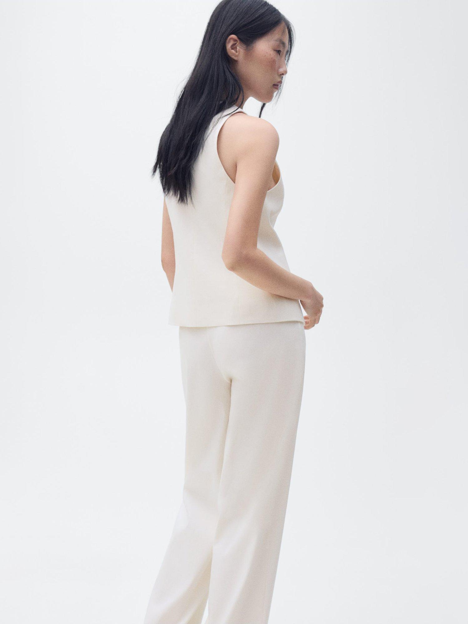 Product image 4 of 7, which shows Mango Ana Sleeveless Tie Front Top, Light Beige, S