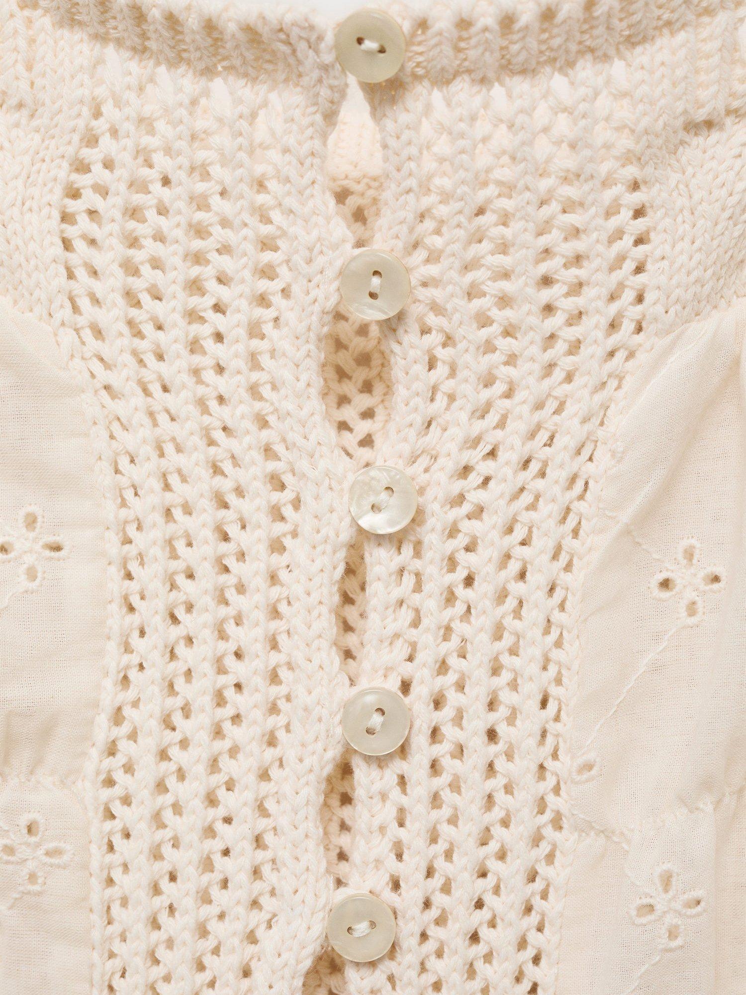 Product image 8 of 8, which shows Mango Coqueto Embroidered Cami Top, Light Beige, L