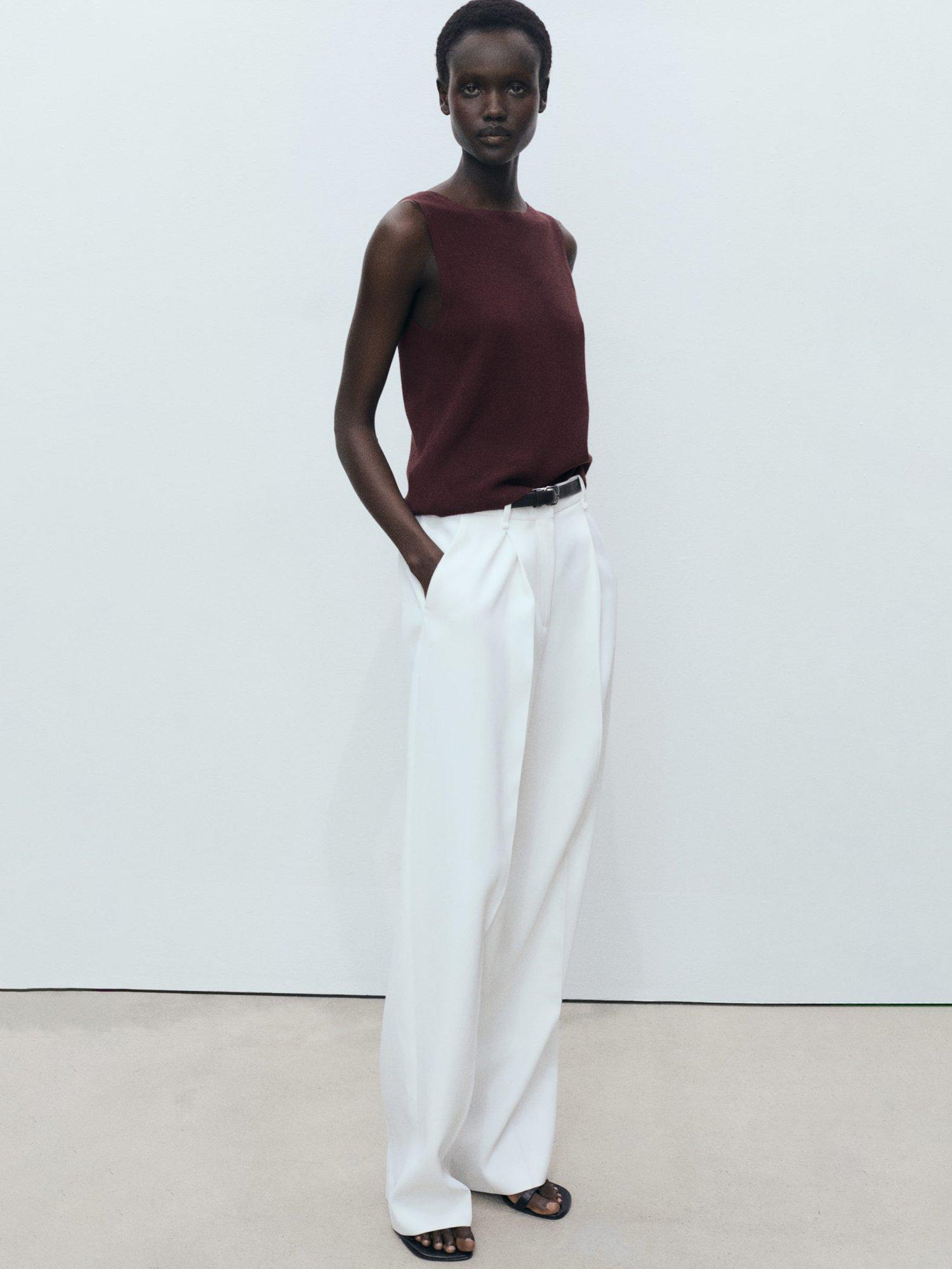 Product image 7 of 8, which shows Mango Benedit Fine Knit Sleeveless Top, Dark Brown, 6|8
