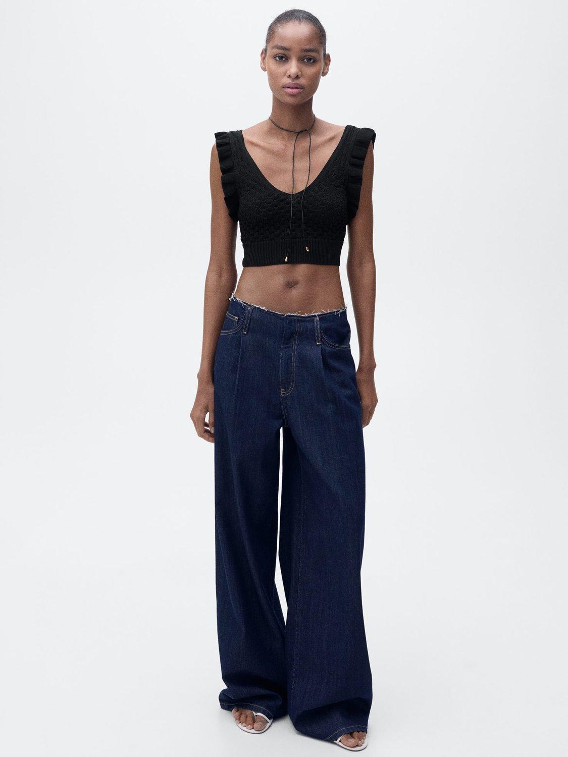 Product image 2 of 4, which shows Mango Repipi Sleeveless Crop Top, Black, 14|16