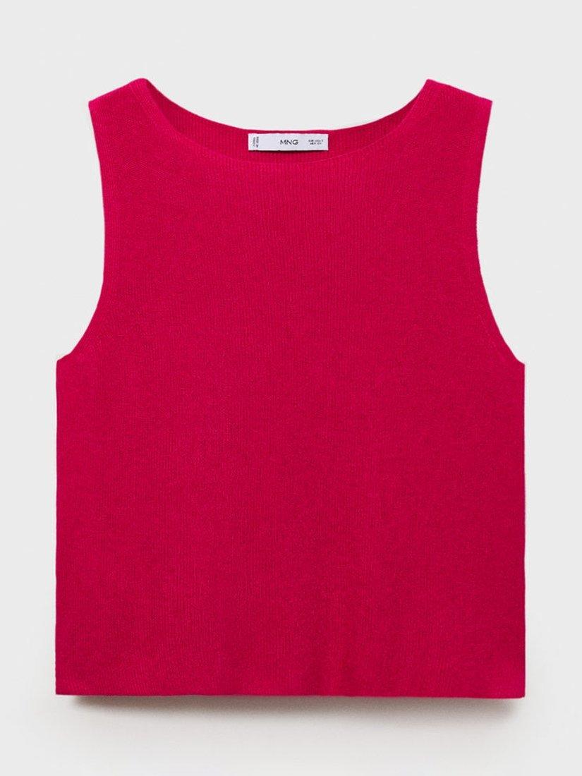 Product image 3 of 8, which shows Mango Benedit Fine Knit Sleeveless Top, Bright Pink, 8|10