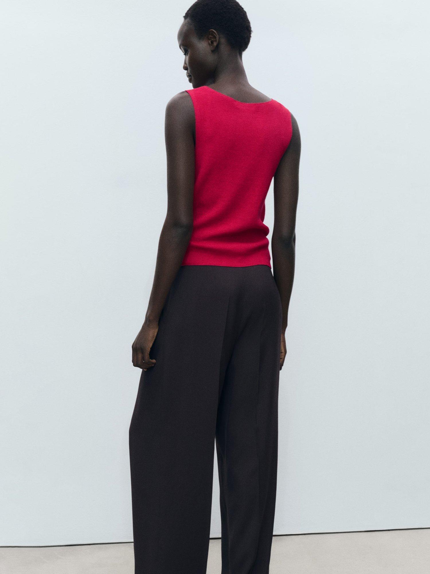 Product image 4 of 8, which shows Mango Benedit Fine Knit Sleeveless Top, Bright Pink, 8|10
