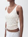 Mango Sito Crochet Top, Light Beige