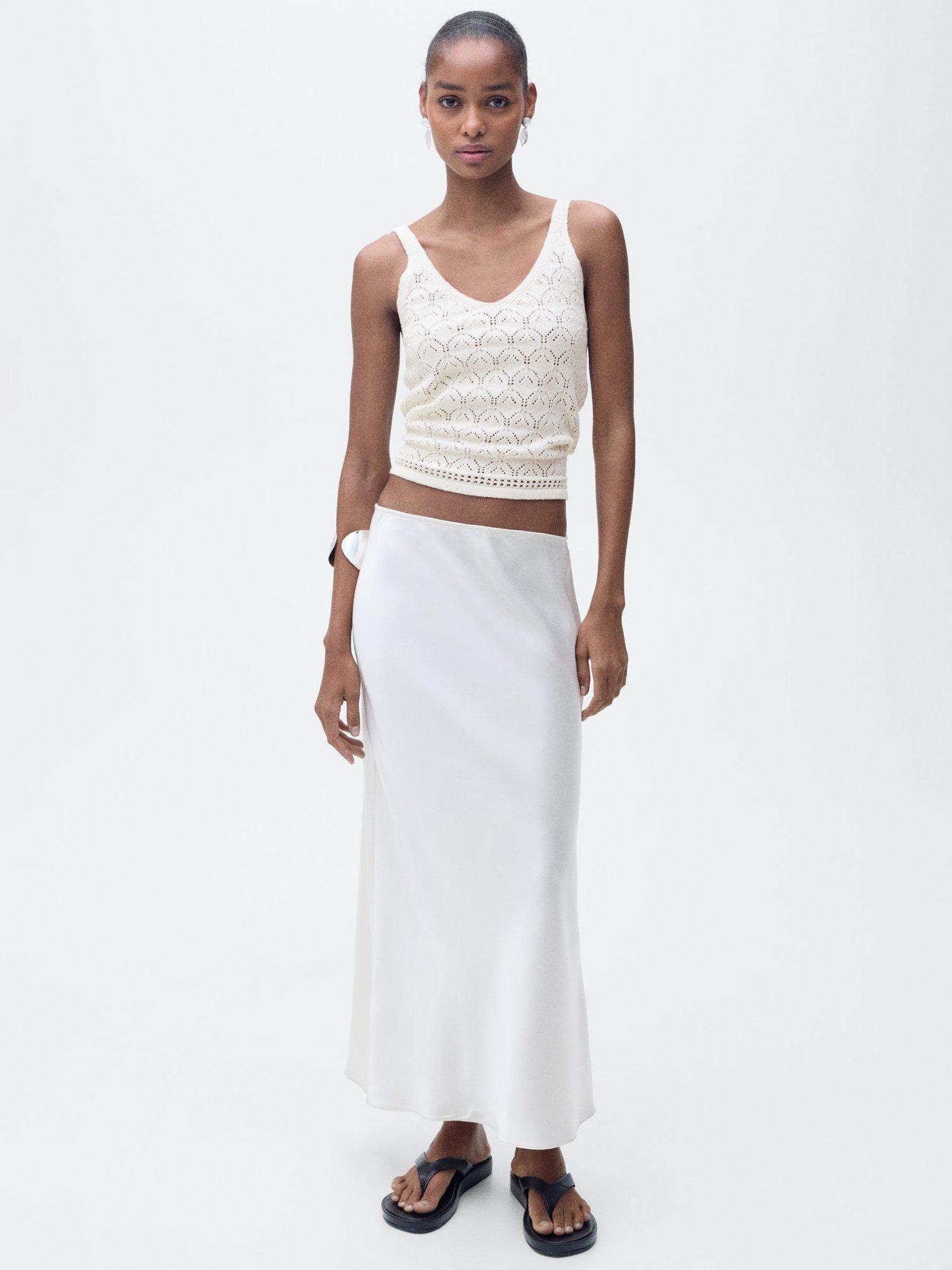 Product image 2 of 9, which shows Mango Sito Crochet Top, Light Beige, XXXL